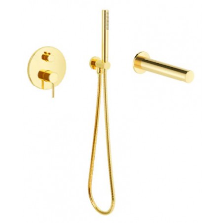 PI Zestaw wannowo-prysznicowy podtynkowy z wylewką, złoty, Excellent