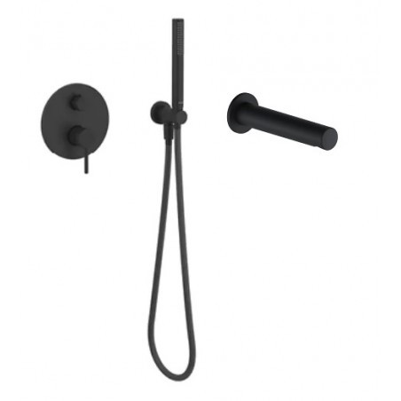 PI Zestaw wannowo-prysznicowy podtynkowy z wylewką, czarny, Excellent