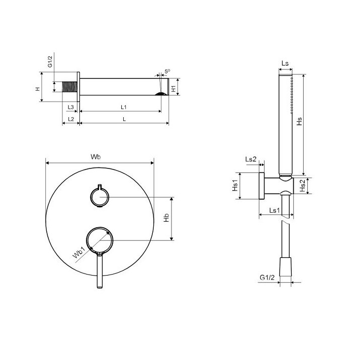 PI Zestaw wannowo-prysznicowy podtynkowy z...