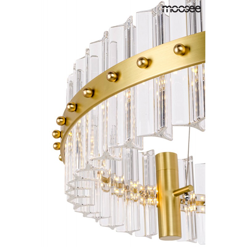 MOOSEE lampa wisząca SATURNUS 47 złota - LED, kryształ, stal szczotkowana