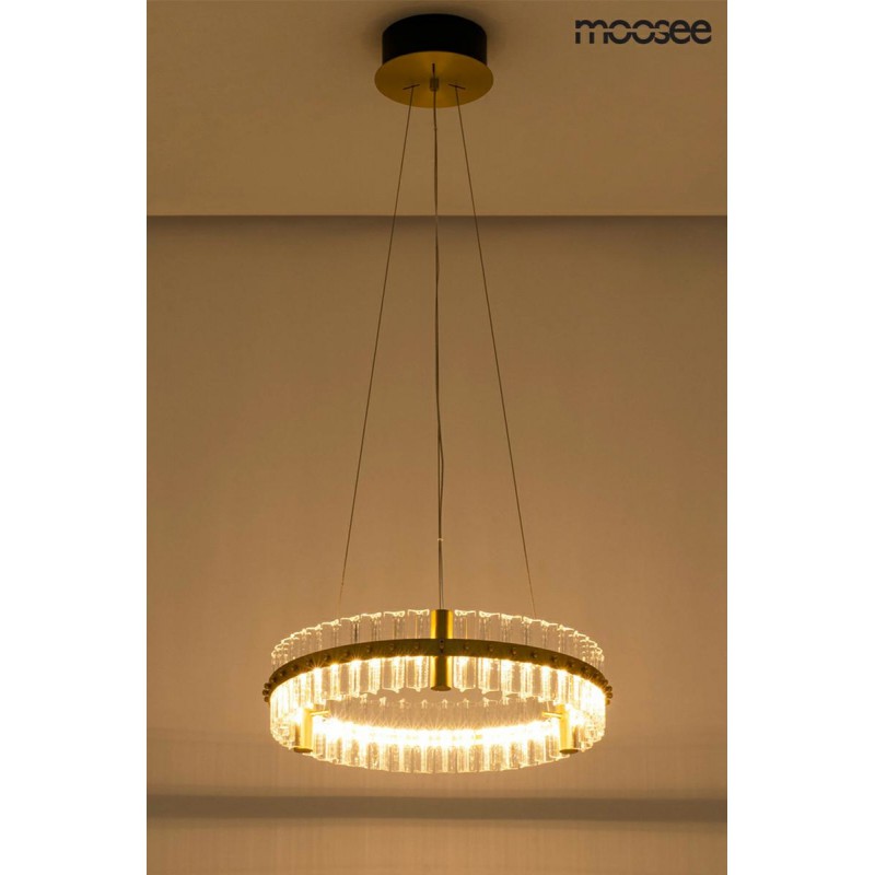 MOOSEE lampa wisząca SATURNUS 47 złota - LED, kryształ, stal szczotkowana