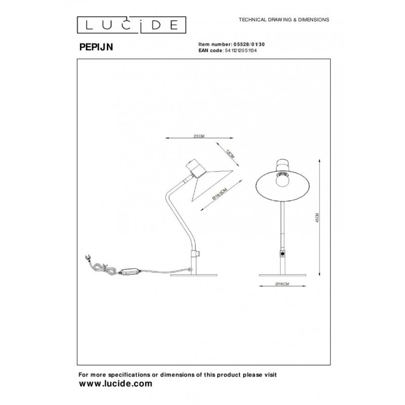Lucide Lampa biurkowa PEPIJN 05528/01/30 czarny, złoty i odcienie złota