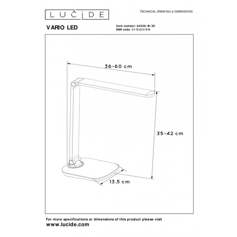 Lucide Lampa biurkowa VARIO 24656/10/30 czarny