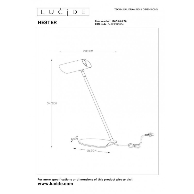 Lucide Lampa biurkowa HESTER 19600/01/30 antracyt