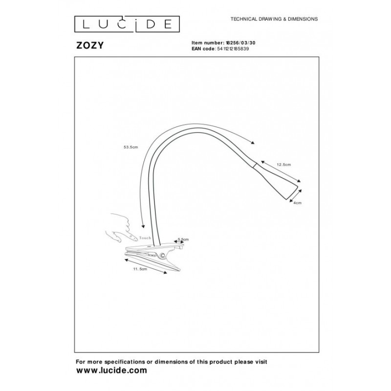 Lucide Lampa biurkowa ZOZY 18256/03/30 czarny