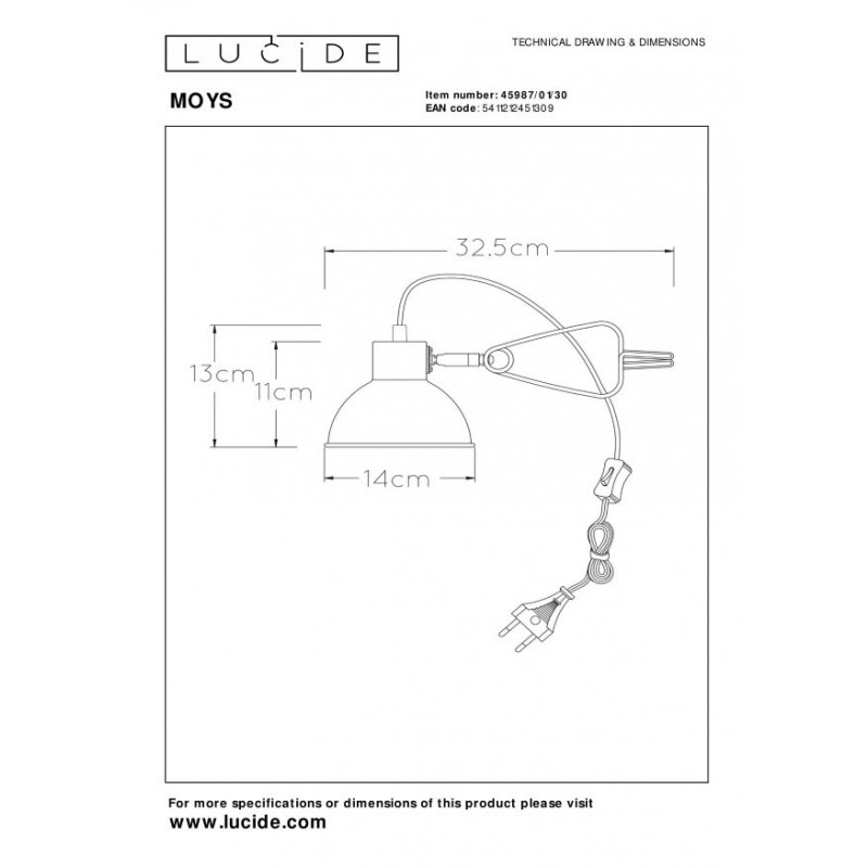 Lucide Lampa biurkowa MOYS 45987/01/30 czarny