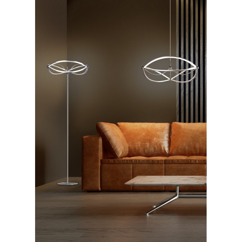 Trio Lampa podłogowa CHARIVARI 421210107 srebrny i odcienie srebra