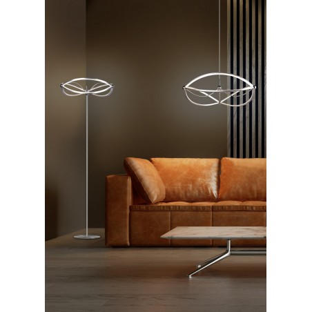 Trio Lampa podłogowa CHARIVARI 421210107 srebrny i odcienie srebra