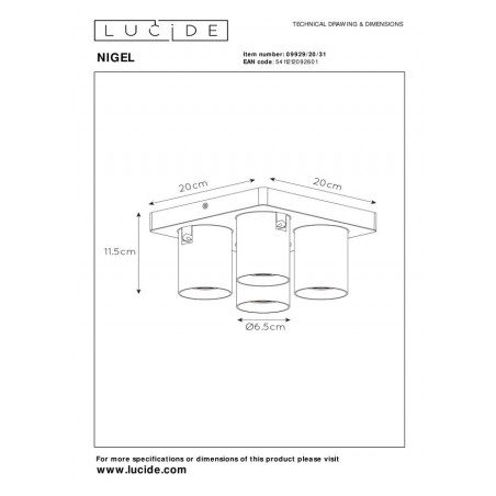 Lucide Reflektor sufitowy NIGEL 09929/20/31 biały