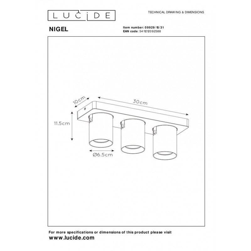 Lucide Reflektor sufitowy NIGEL 09929/15/31 biały