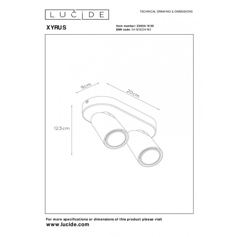 Lucide Reflektor sufitowy XYRUS 23954/11/30 czarny