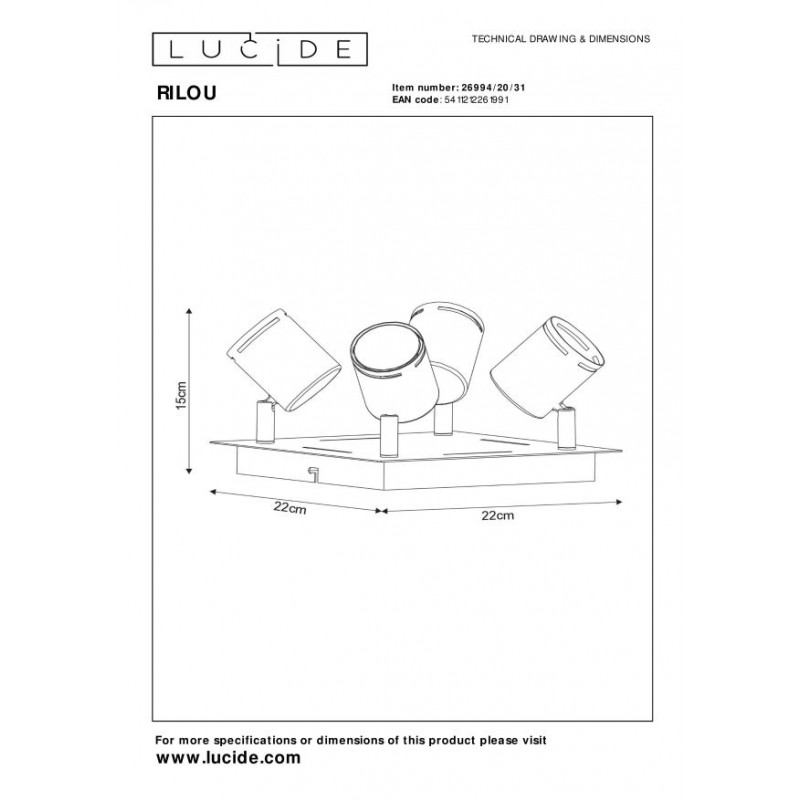 Lucide Reflektor sufitowy RILOU 26994/20/31 biały, srebrny i odcienie srebra