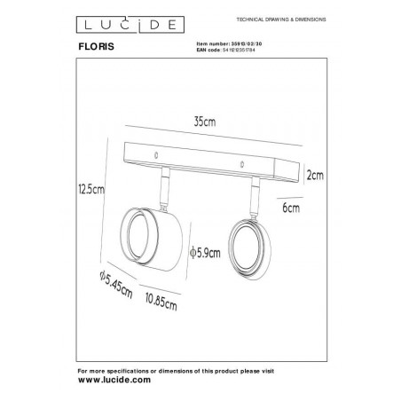 Lucide Reflektor sufitowy FLORIS 35913/02/30 czarny, złoty i odcienie złota