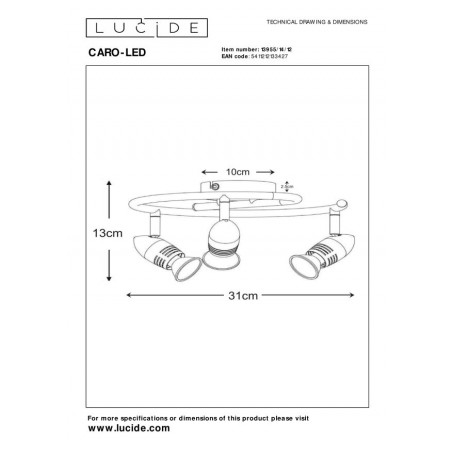 Lucide Reflektor sufitowy CARO-LED 13955/14/12 srebrny i odcienie srebra