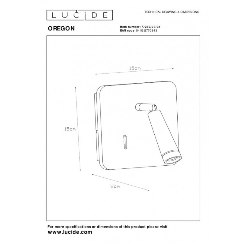 Lucide Reflektor ścienny OREGON 77282/03/31 biały