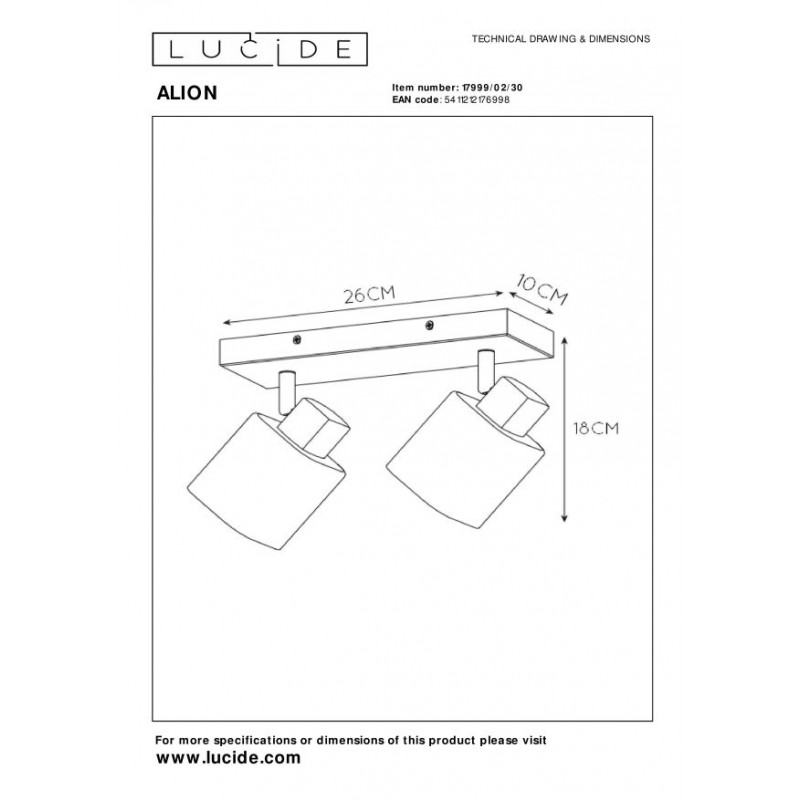 Lucide Reflektor sufitowy ALION 17999/02/30 czarny, szary i odcienie szarości