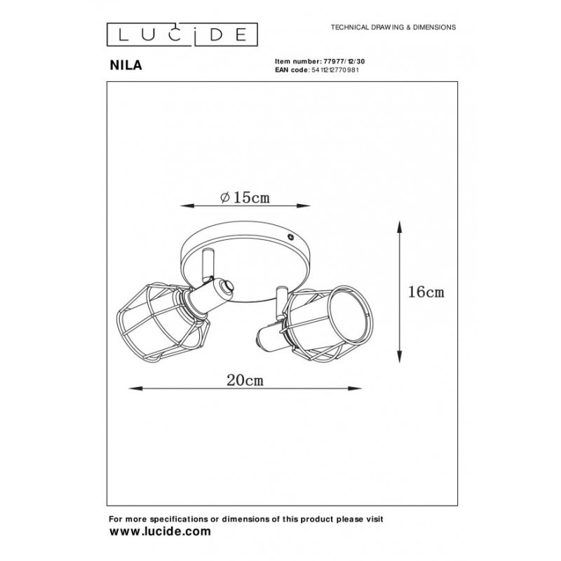 Lucide Reflektor sufitowy NILA 77977/12/30 czarny