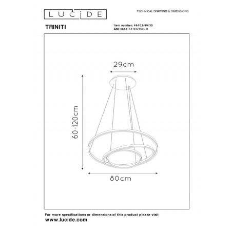 Lucide Lampa wisząca LED nowoczesna TRINITI 46402/99/30 czarny
