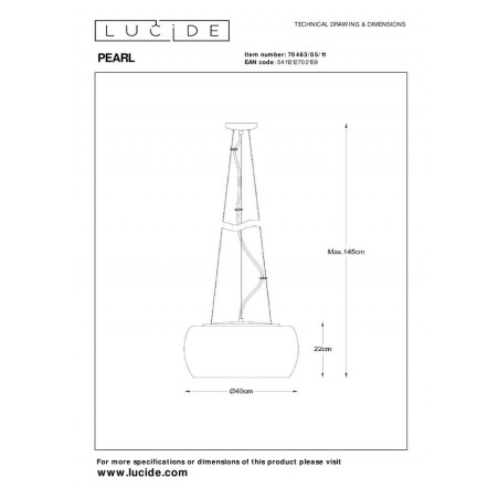 Lucide Lampa wisząca nowoczesna PEARL 70463/05/11 srebrny i odcienie srebra