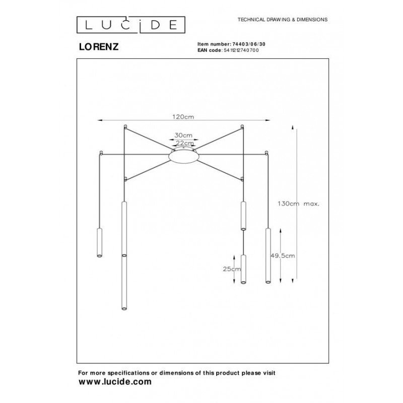 Lucide Lampa wisząca LED nowoczesna LORENZ 74403/06/30 czarny