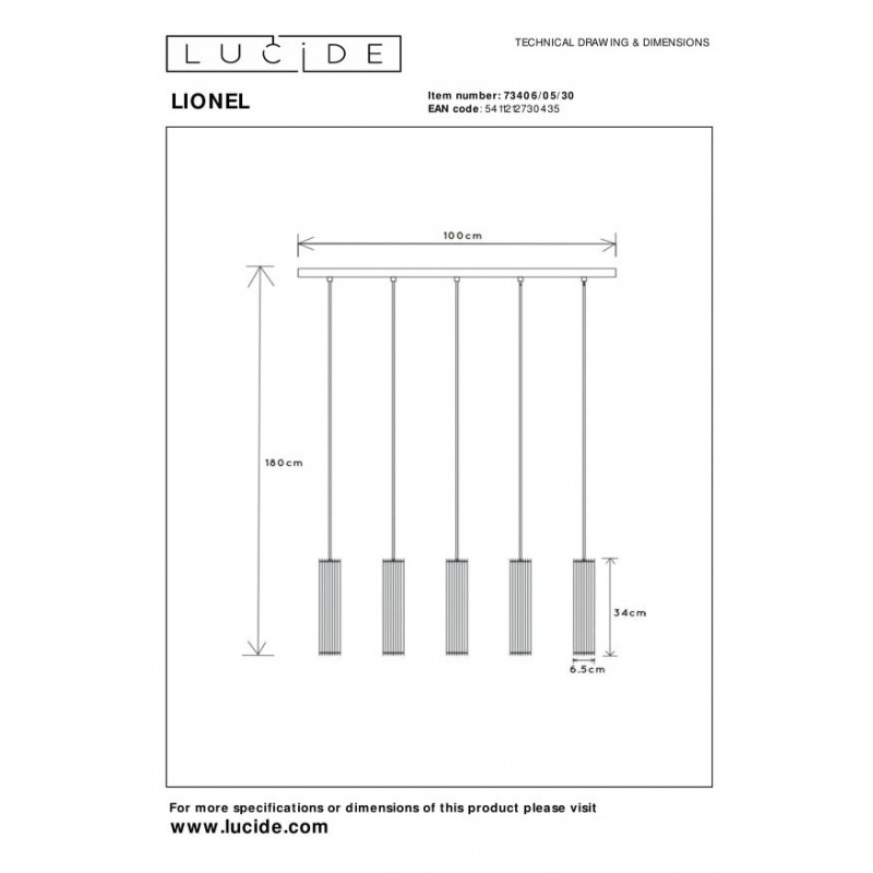 Lucide Lampa wisząca nowoczesna LIONEL 73406/05/30 czarny