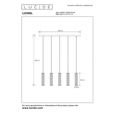 Lucide Lampa wisząca nowoczesna LIONEL 73406/05/30 czarny