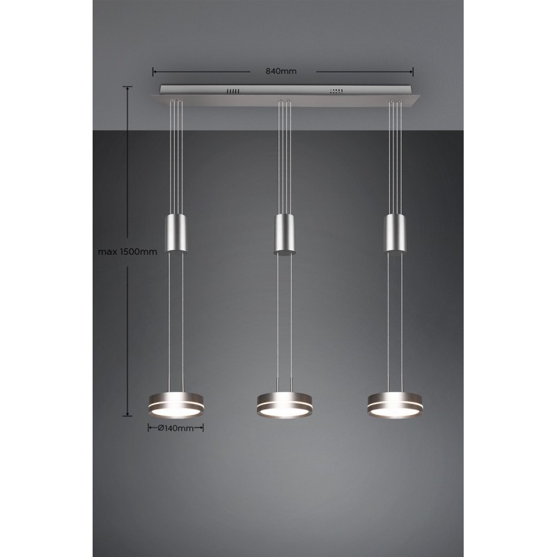 Trio Lampa wisząca LED nowoczesna FRANKLIN 326510307 srebrny i odcienie srebra