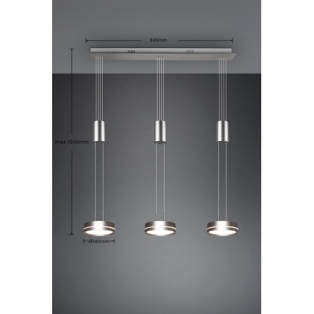 Trio Lampa wisząca LED nowoczesna FRANKLIN 326510307 srebrny i odcienie srebra