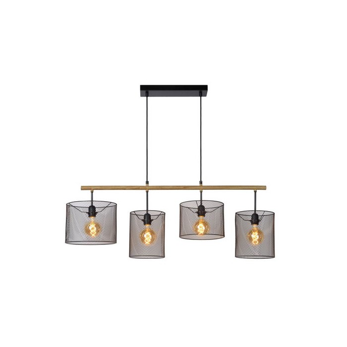 Lucide Lampa wisząca nowoczesna BASKETT 45459/04/30 czarny, drewno jasne i ciemne