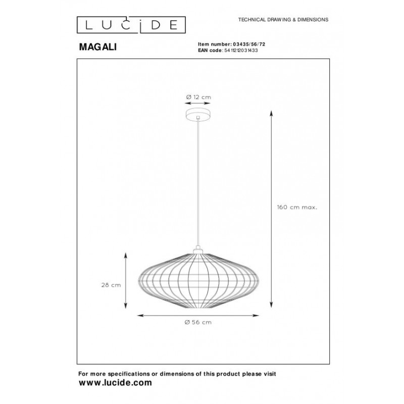 Lucide Lampa wisząca nowoczesna MAGALI 03435/56/72 drewno jasne i ciemne