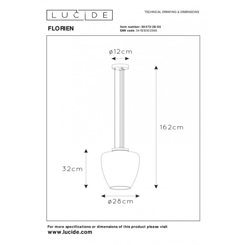 Lucide Lampa wisząca nowoczesna FLORIEN 30473/28/65 czarny, czarny