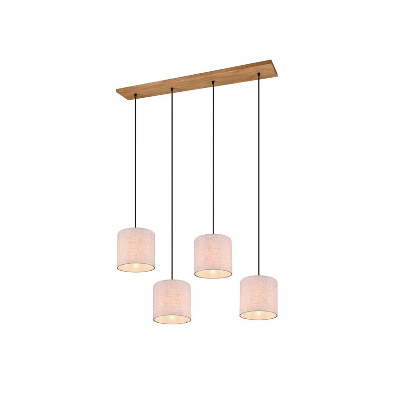 Trio Lampa wisząca nowoczesna ELMAU 302100430 srebrny i odcienie srebra, drewno jasne i ciemne