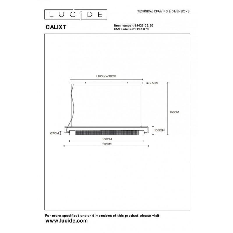 Lucide Lampa wisząca nowoczesna CALIXT 05433/02/30 czarny