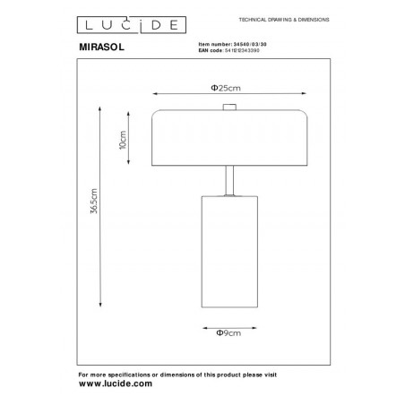 Lucide Lampa stołowa MIRASOL 34540/03/30 czarny, złoty i odcienie złota
