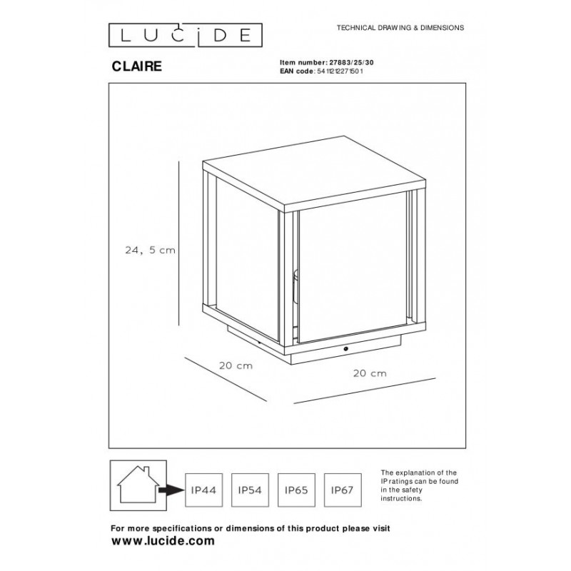 Lucide Lampa zewnętrzna przenośna CLAIRE 27883/25/30 antracyt