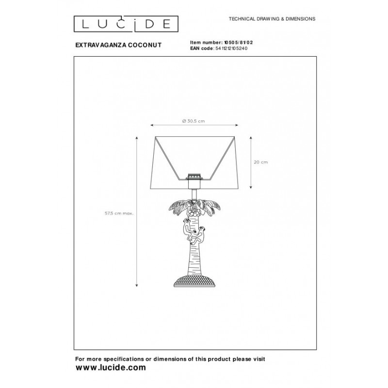 Lucide Lampa stołowa EXTRAVAGANZA COCONUT 10505/81/02 złoty i odcienie złota, zielony