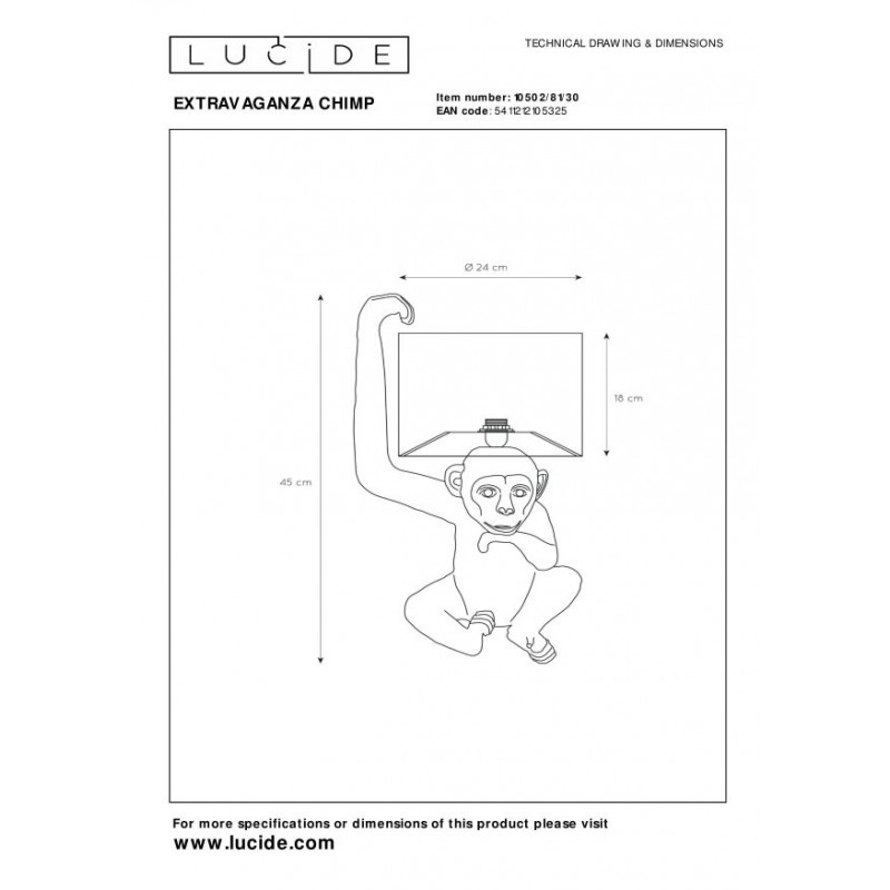 Lucide Lampa stołowa EXTRAVAGANZA CHIMP 10502/81/30 czarny, złoty i odcienie złota