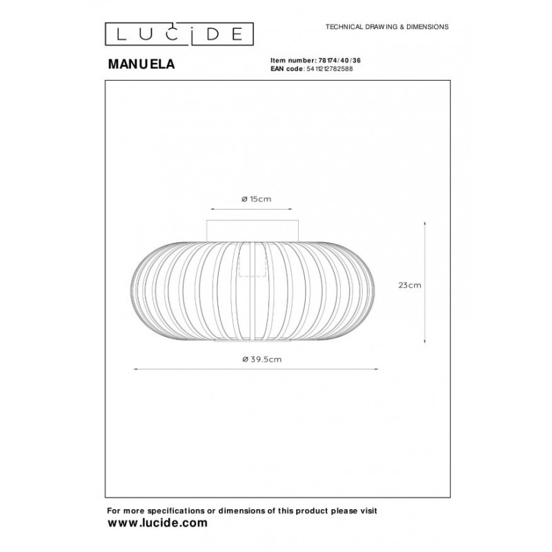Lucide Lampa natynkowa MANUELA 78174/40/36 szary i odcienie szarości