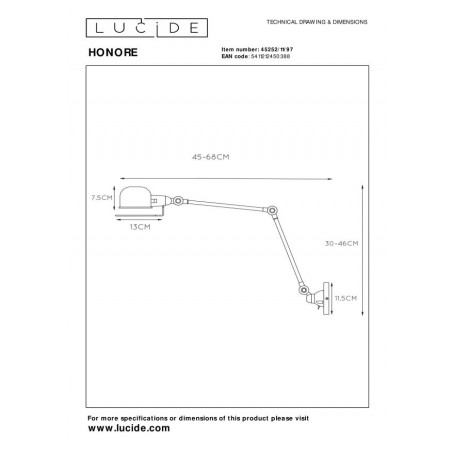Lucide Kinkiet HONORE 45252/11/97 brązowy i odcienie brązu, szary i odcienie szarości