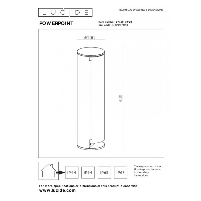 Lucide Lampa zewnętrzna stojąca POWERPOINT 27849/02/29 antracyt
