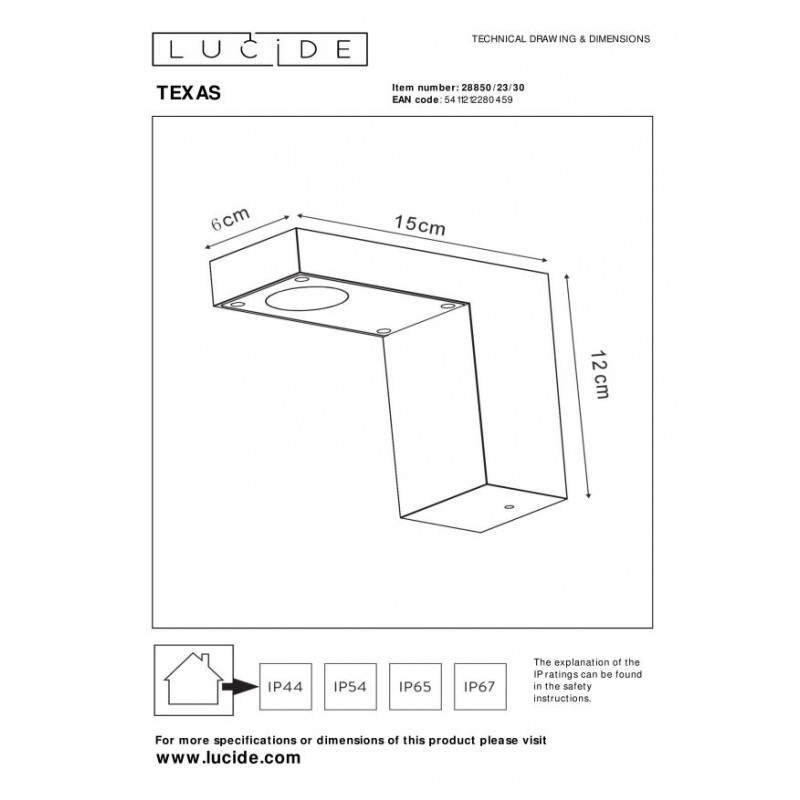 Lucide Lampa zewnętrzna ścienna TEXAS 28850/23/30 antracyt