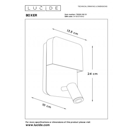 Lucide Kinkiet BOXER 79200/08/31 biały