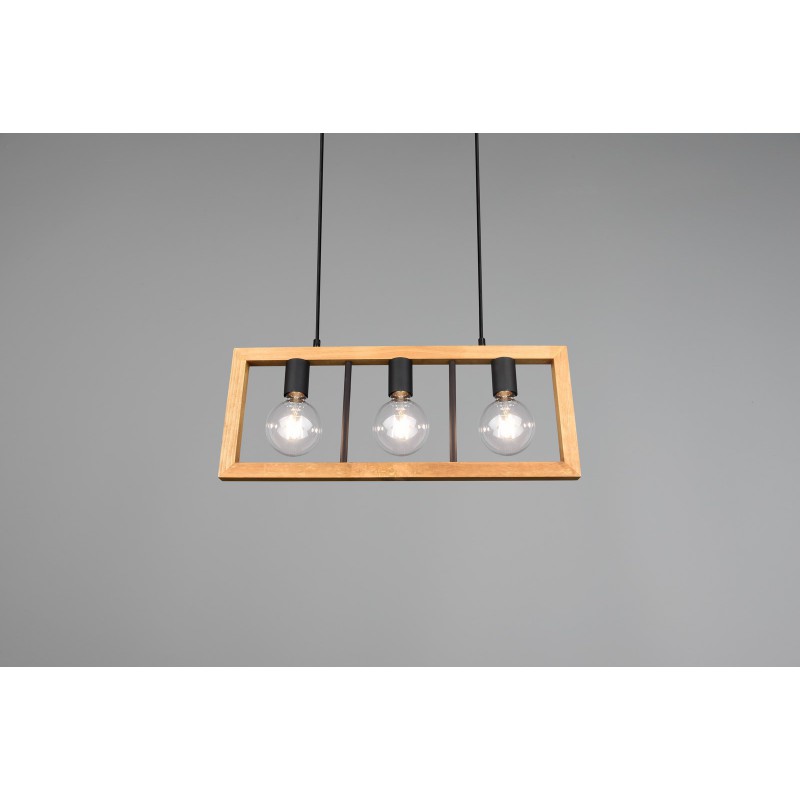 Trio Lampa wisząca nowoczesna AGRA 313800332 drewno jasne i ciemne, czarny