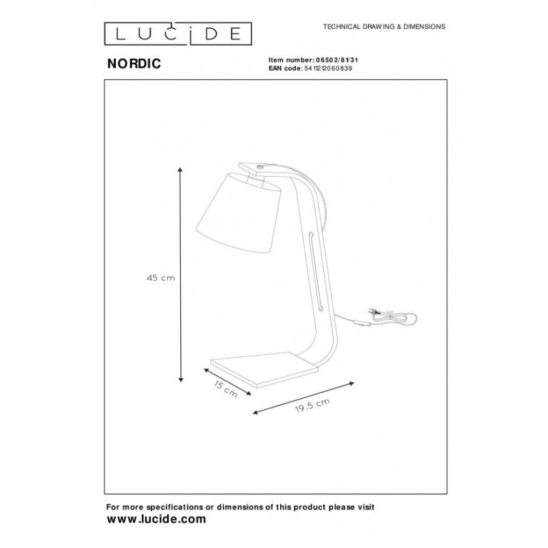 Lucide Lampa stołowa NORDIC 06502/81/31 drewno jasne i ciemne