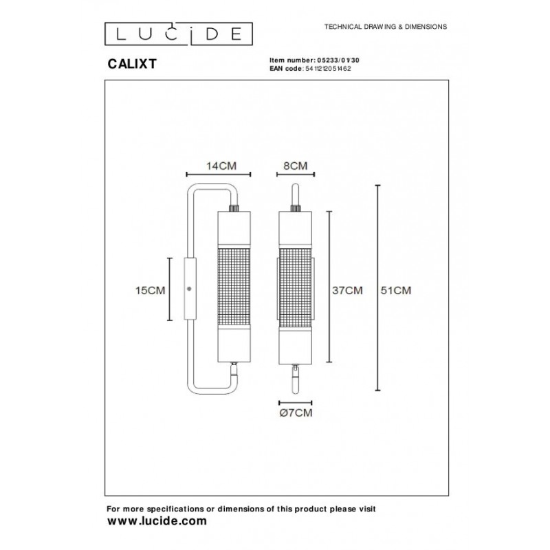 Lucide Kinkiet CALIXT 05233/01/30 czarny