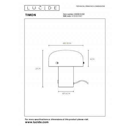 Lucide Lampa stołowa TIMON 05538/01/02 złoty i odcienie złota, biały