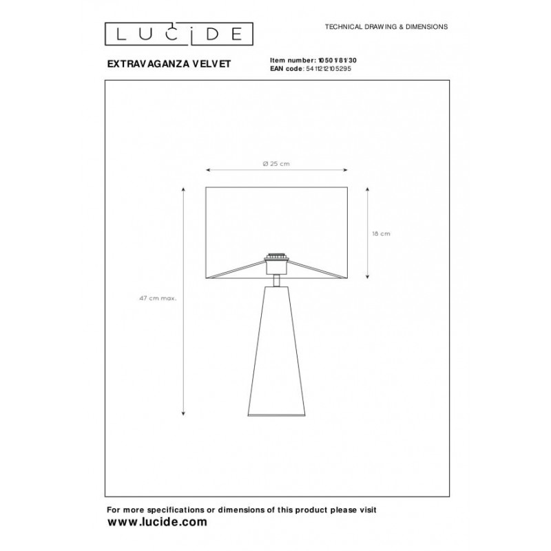 Lucide Lampa stołowa EXTRAVAGANZA VELVET 10501/81/30 czarny, szary i odcienie szarości