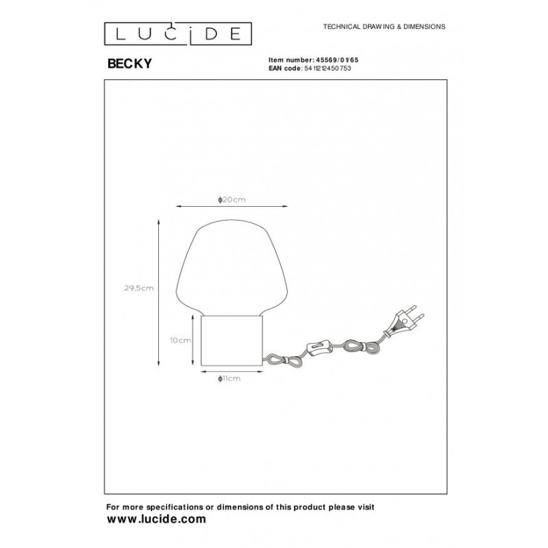 Lucide Lampa stołowa BECKY 45569/01/65 szary i odcienie szarości, szary i odcienie szarości