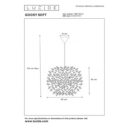 Lucide Lampa wisząca nowoczesna GOOSY 71367/50/31 biały