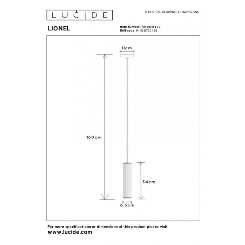 Lucide Lampa wisząca nowoczesna LIONEL 73406/01/30 czarny